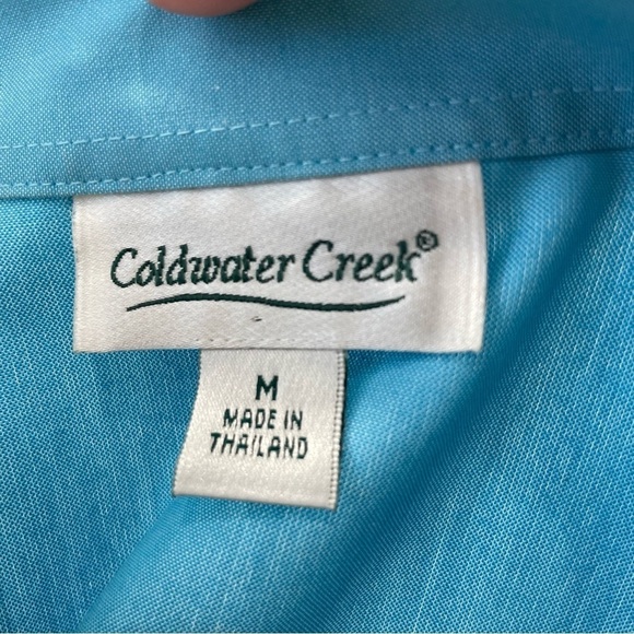 Coldwater Creek Blue Button-Down Shirt, Size M 100% Cotton Officewear Minimalist - Picture 9 of 16